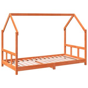 Bed frame for children wax brown 90x190 cm solid pine wood