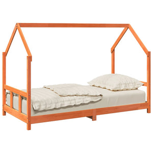 Bed frame for children wax brown 90x190 cm solid pine wood