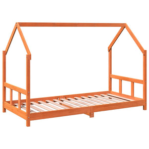 Bed frame for children wax brown 90x190 cm solid pine wood
