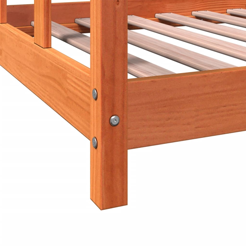 Bed frame for children wax brown 90x190 cm solid pine wood