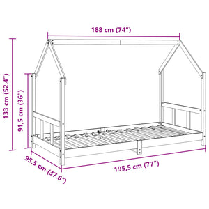 Bed frame for children wax brown 90x190 cm solid pine wood