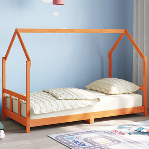 Bed frame for children wax brown 90x190 cm solid pine wood