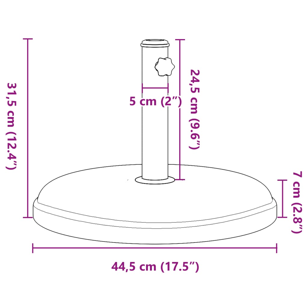 Parasol base for Ø32/35/38 mm poles 15 kg round