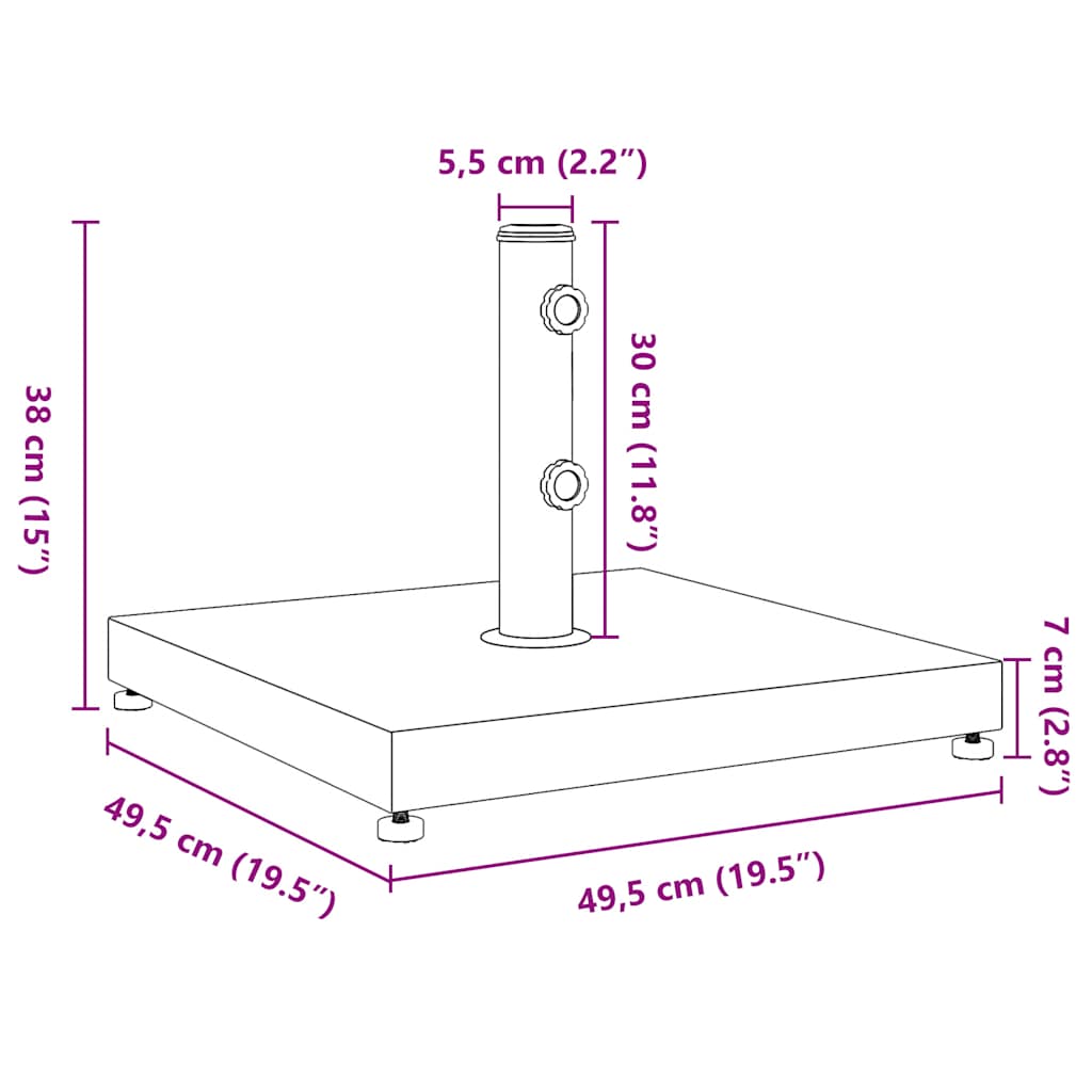 Parasol base for Ø32/38/48 mm poles 28 kg square