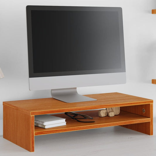 Monitor stand wax brown 50x24x13 cm solid pine wood