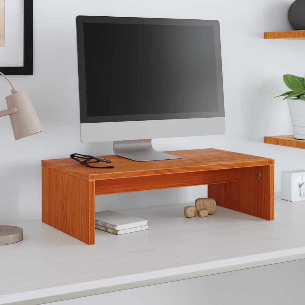 Monitor stand wax brown 50x27x15 cm solid pine wood