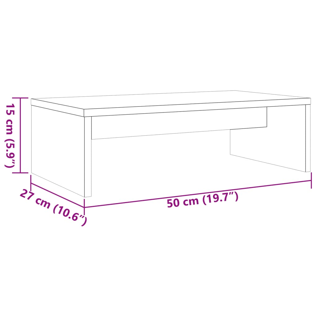 Monitor stand wax brown 50x27x15 cm solid pine wood