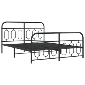 Metal bed frame with head and footboard black 150x200 cm