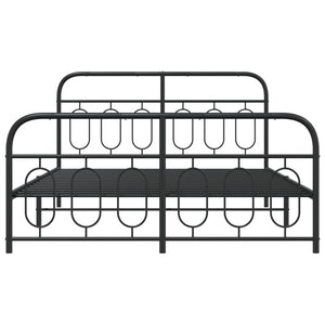 Metal bed frame with head and footboard black 150x200 cm