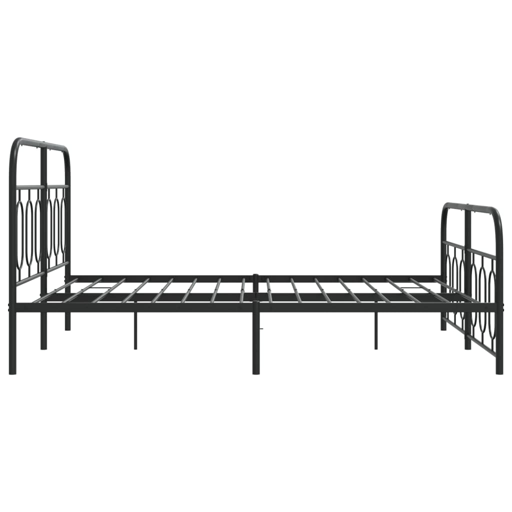 Metal bed frame with head and footboard black 150x200 cm