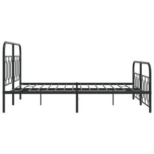 Metal bed frame with head and footboard black 150x200 cm