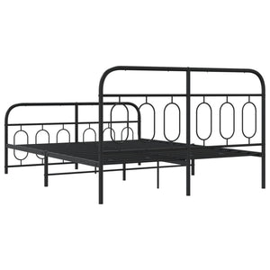 Metal bed frame with head and footboard black 150x200 cm