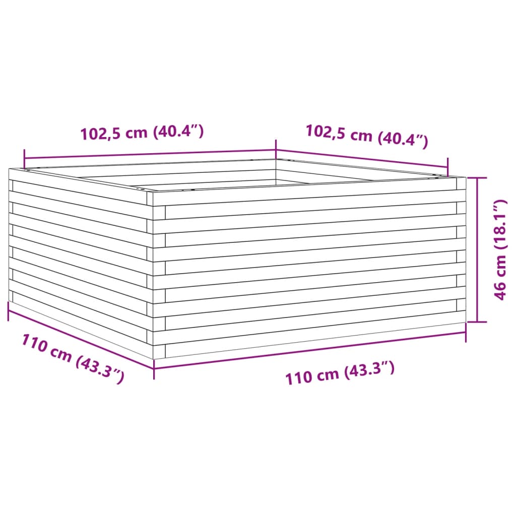 Planter 110x110x46 cm solid Douglas fir