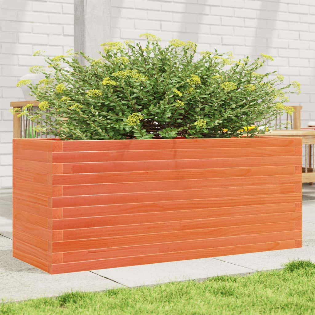 Planter box wax brown 110x40x46 cm solid pine wood