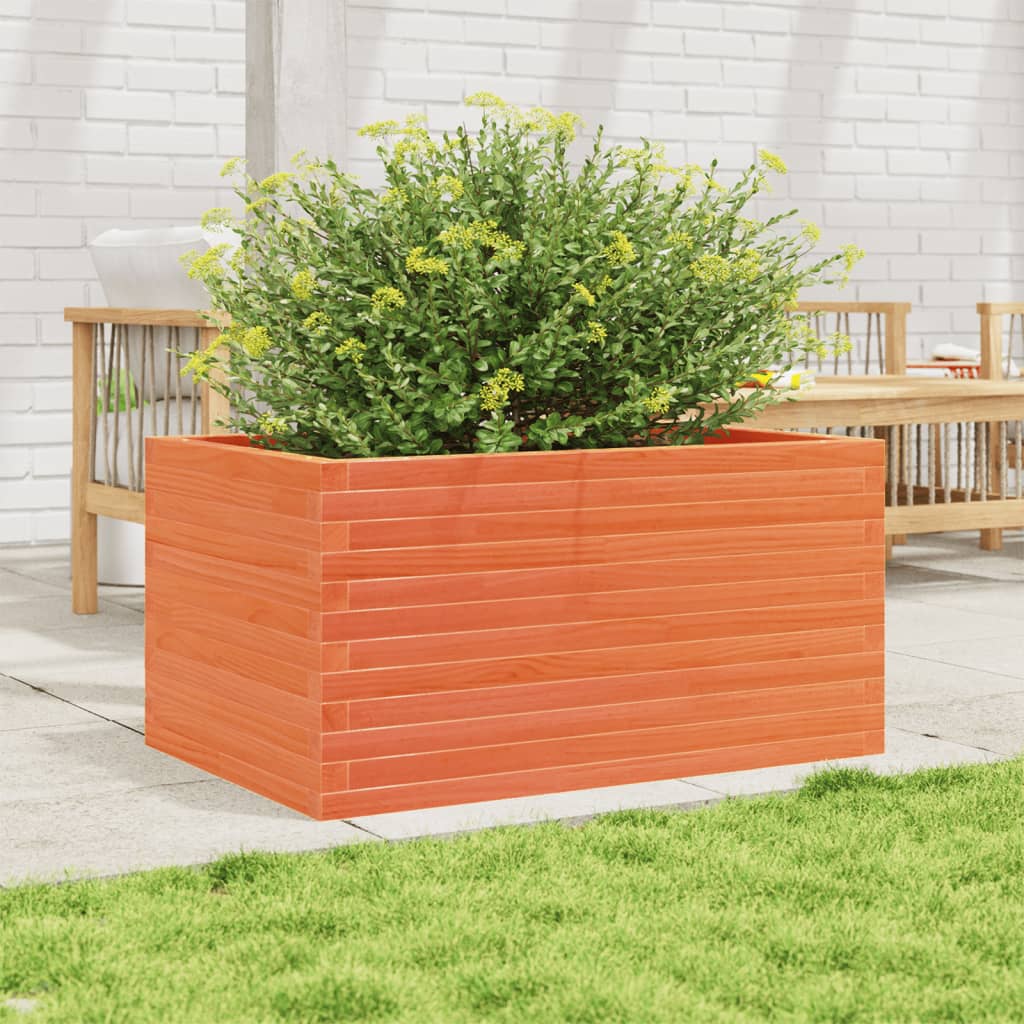 Garden planter wax brown 90x60x46 cm solid pine wood
