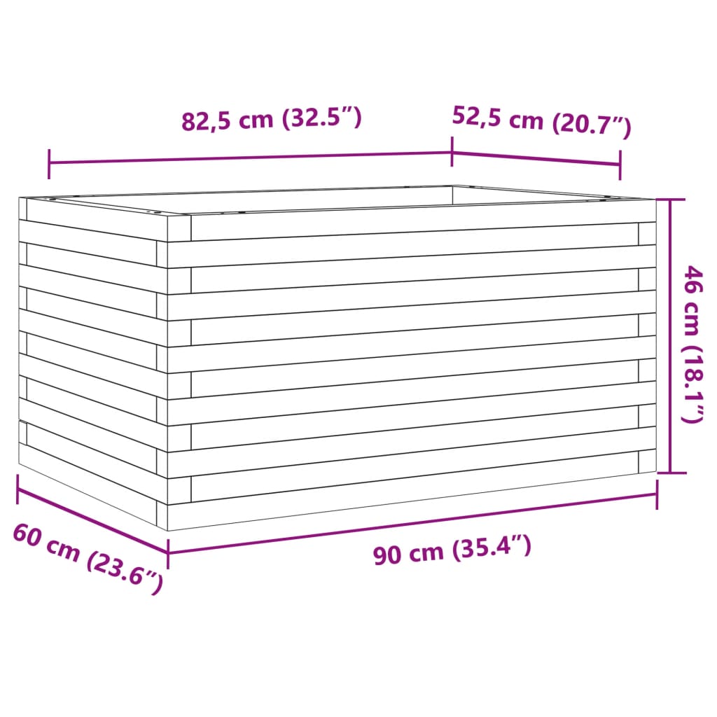 Planter 90x60x46 cm solid Douglas fir