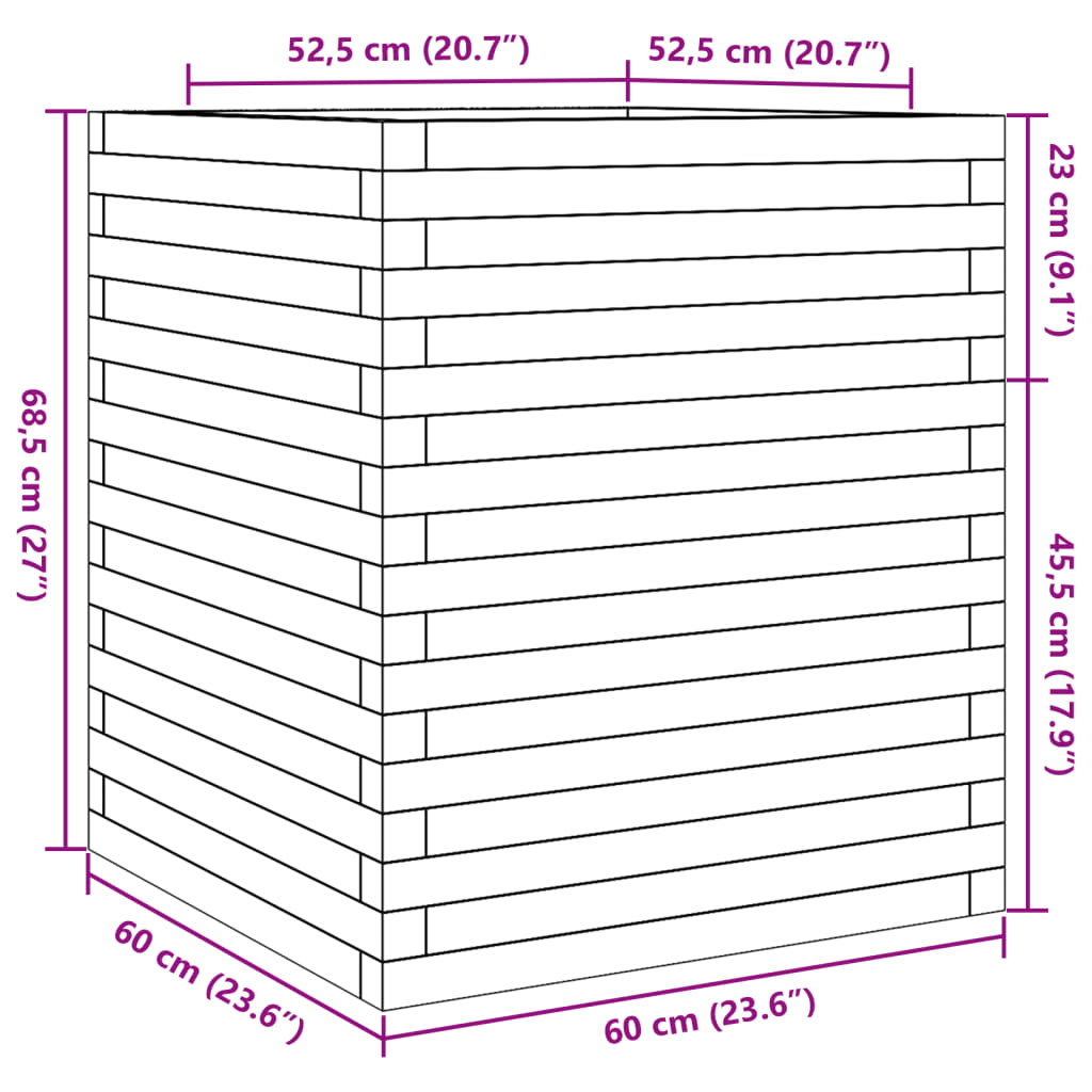 Planter 60x60x68.5 cm solid Douglas fir