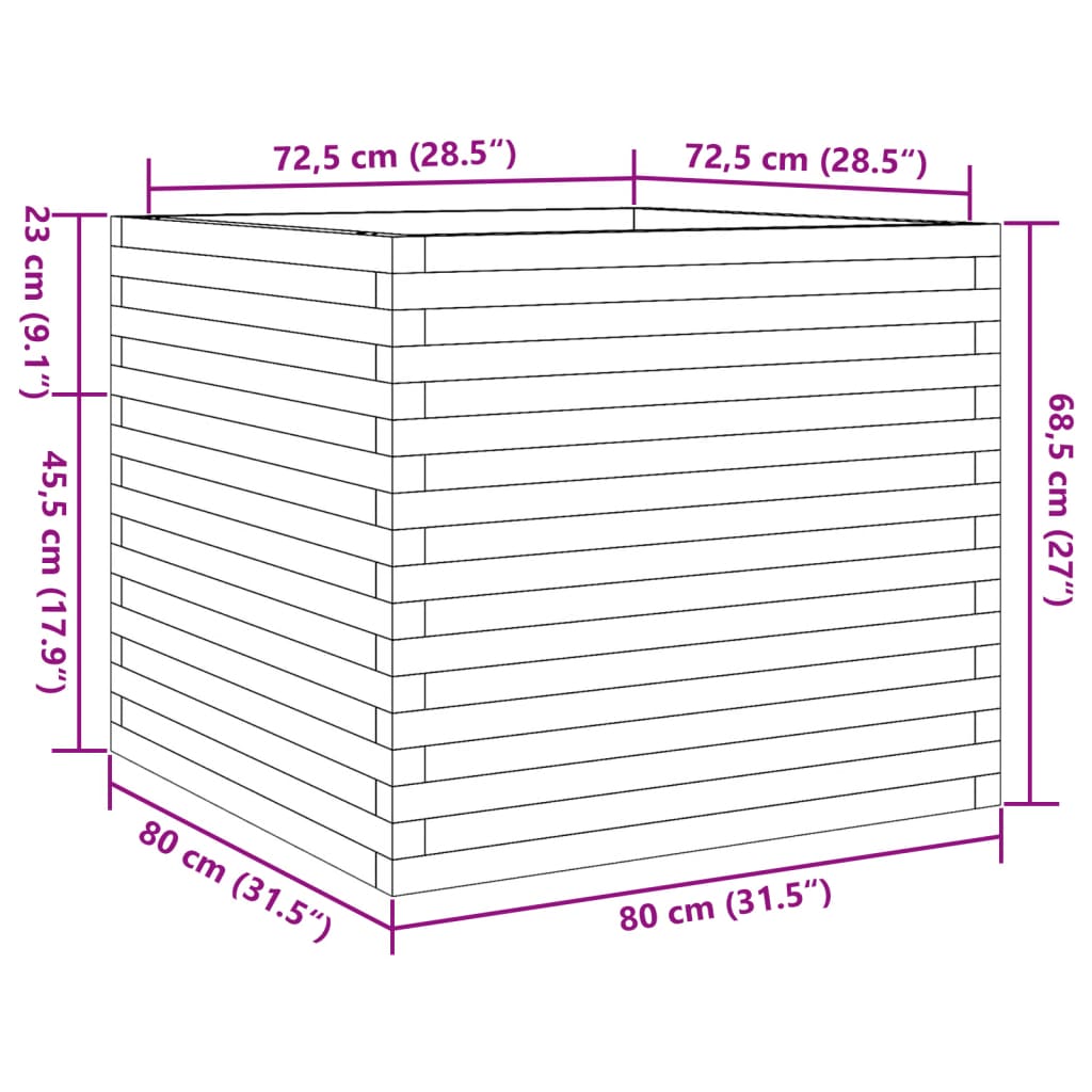 Planter 80x80x68.5 cm solid Douglas fir