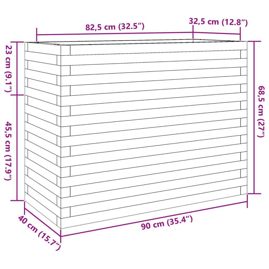 Planter 90x40x68.5 cm solid Douglas fir
