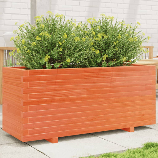 Planter box wax brown 110x40x49.5 cm solid pine wood