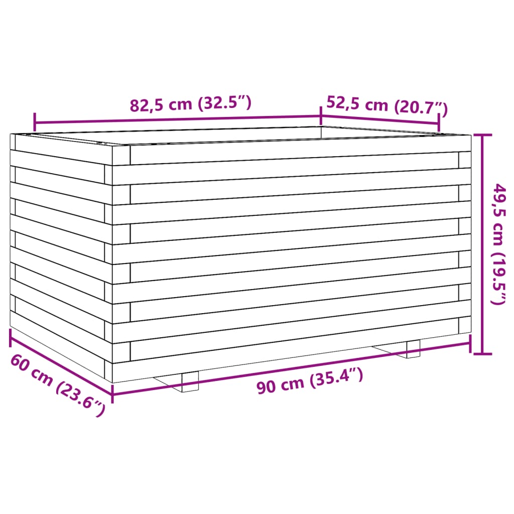 Planter 90x60x49.5 cm solid Douglas fir