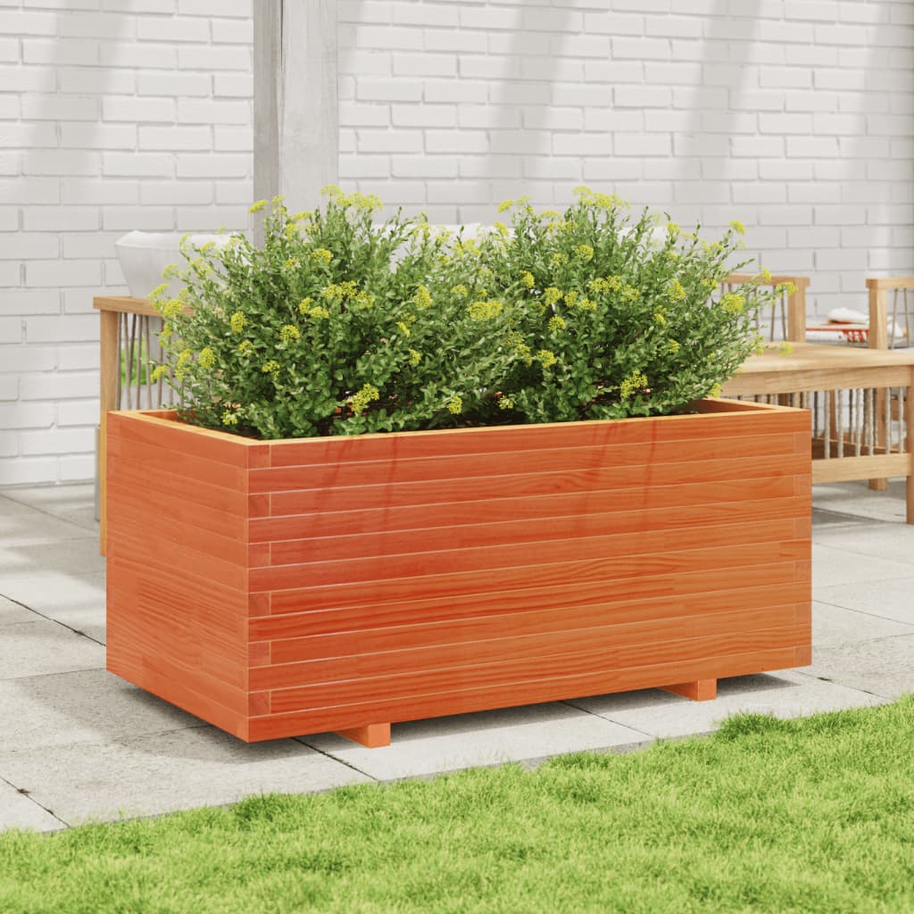 Planter box wax brown 110x60x49.5 cm solid pine wood