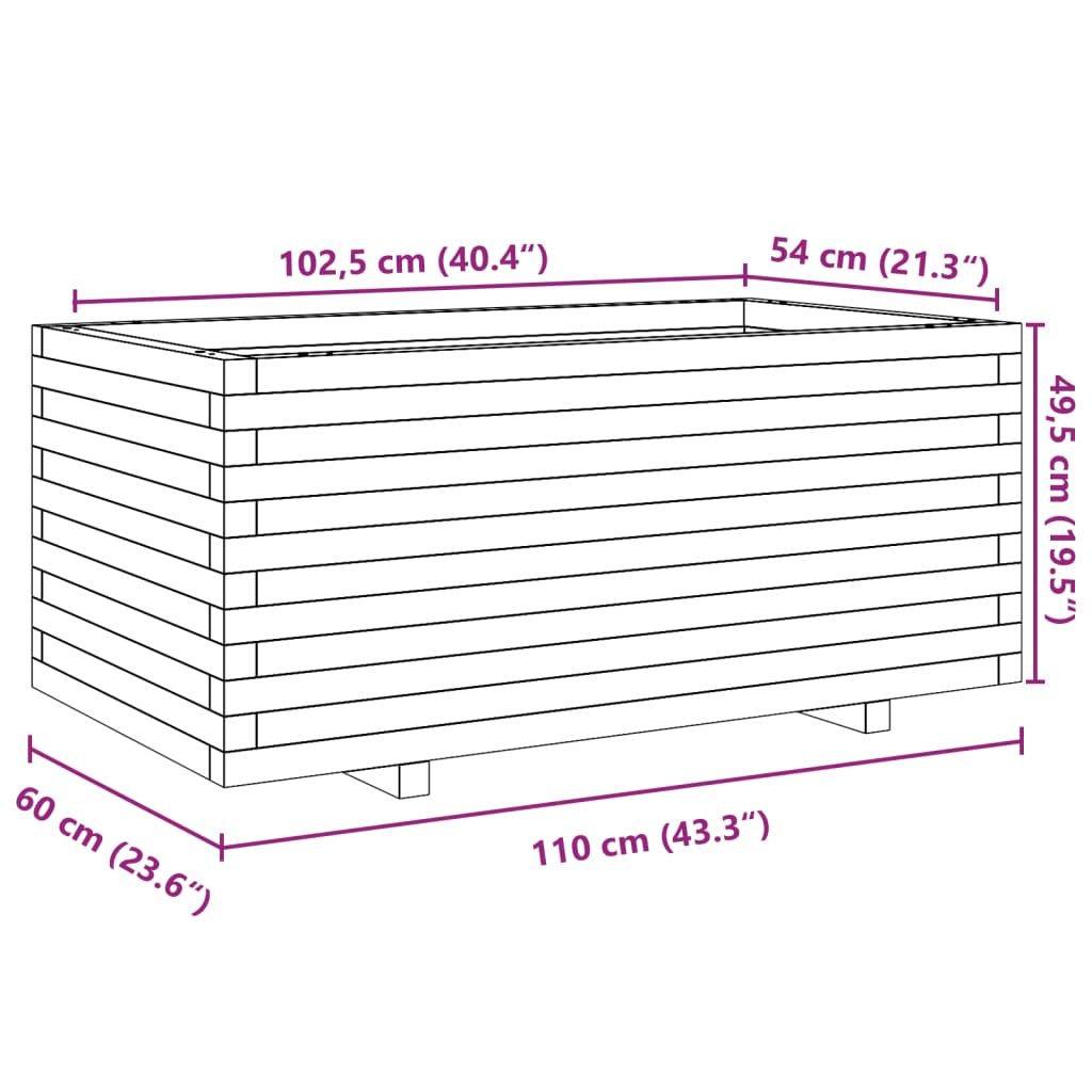 Planter box wax brown 110x60x49.5 cm solid pine wood
