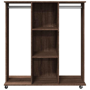 Wardrobe with wheels brown oak 102x38x110 cm engineered wood