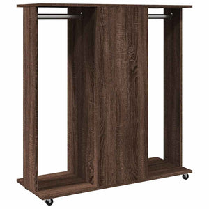 Wardrobe with wheels brown oak 102x38x110 cm engineered wood