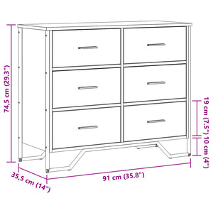 Chest of drawers sonoma oak 91x35.5x74.5 cm engineered wood