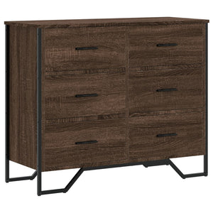 Chest of drawers brown oak 91x35.5x74.5 cm engineered wood