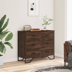 Chest of drawers brown oak 91x35.5x74.5 cm engineered wood
