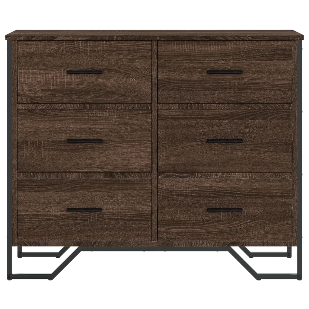 Chest of drawers brown oak 91x35.5x74.5 cm engineered wood