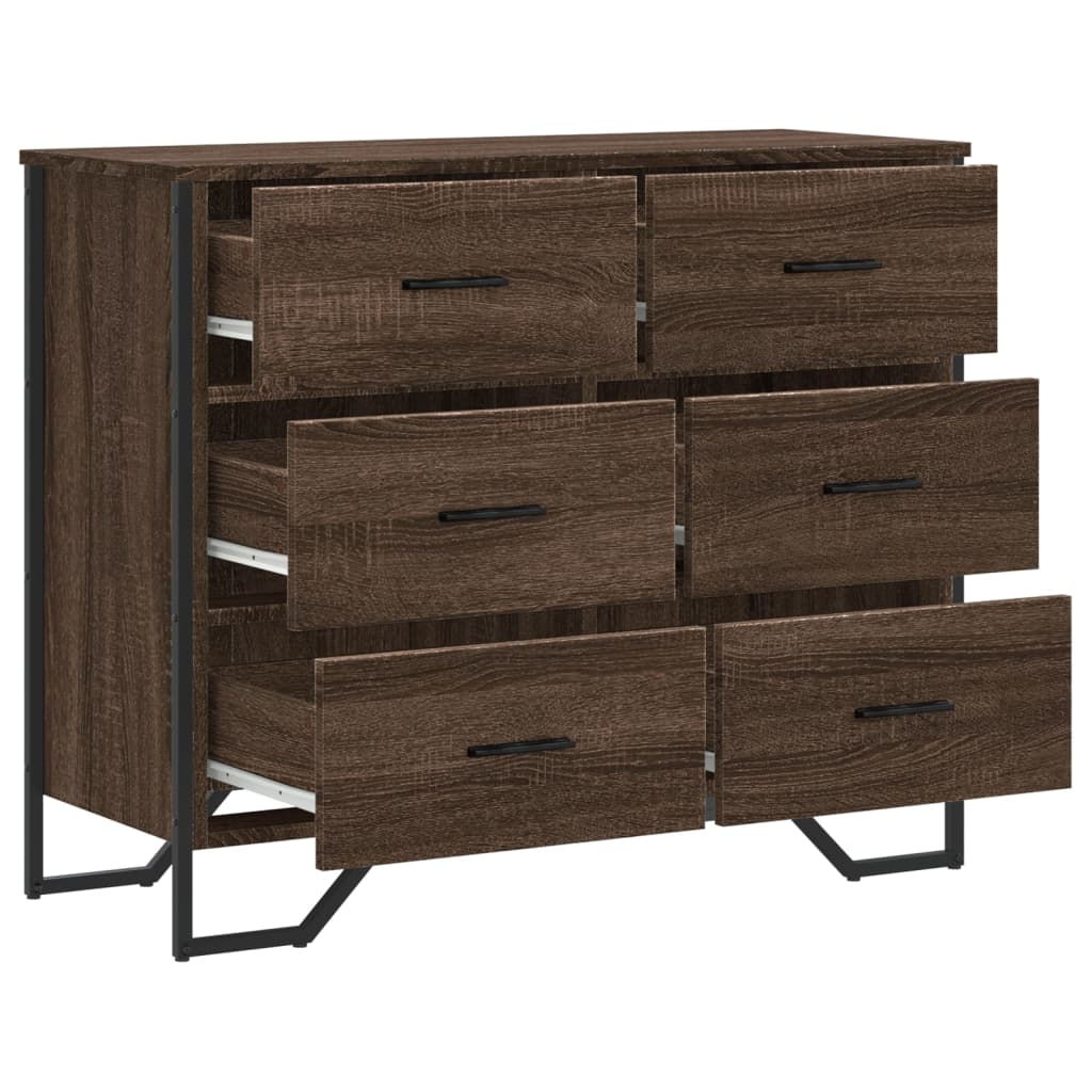 Chest of drawers brown oak 91x35.5x74.5 cm engineered wood