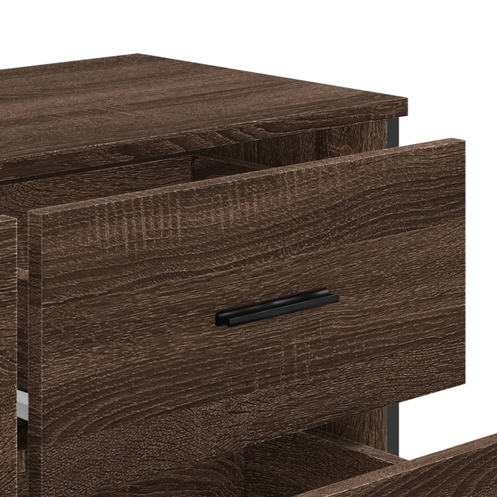 Chest of drawers brown oak 91x35.5x74.5 cm engineered wood