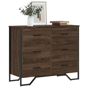 Chest of drawers brown oak 91x35.5x74.5 cm engineered wood