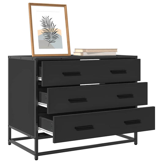 Chest of drawers black 70x41x56 cm engineered wood