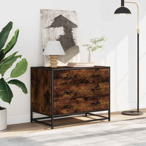 Chest of drawers smoked oak 70x41x56 cm engineered wood