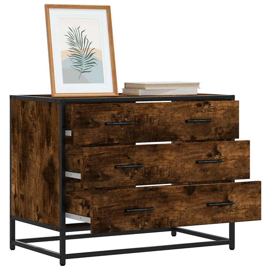Chest of drawers smoked oak 70x41x56 cm engineered wood