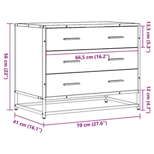 Chest of drawers brown oak 70x41x56 cm engineered wood