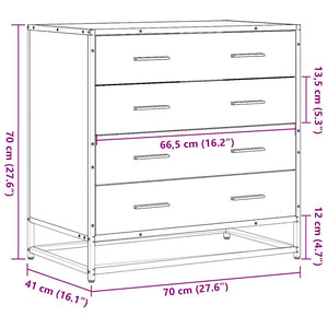 Chest of drawers brown oak 70x41x70 cm engineered wood