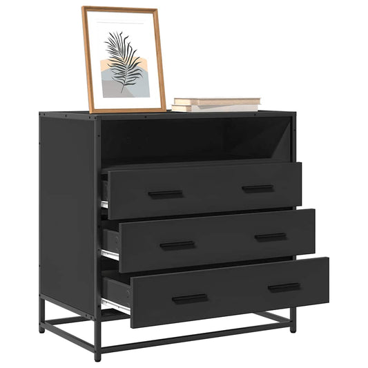 Chest of drawers black 70x41x70 cm engineered wood