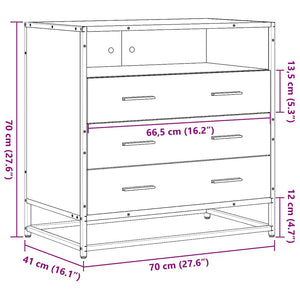 Chest of drawers sonoma oak 70x41x70 cm engineered wood