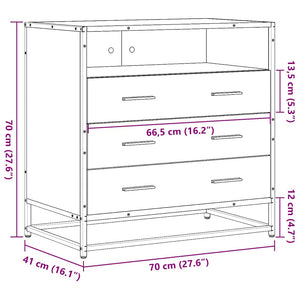 Chest of drawers brown oak 70x41x70 cm engineered wood