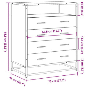 Chest of drawers smoked oak 70x41x83.5 cm engineered wood