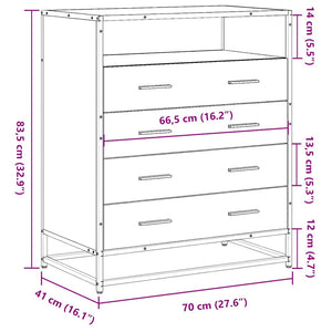 Chest of drawers gray sonoma 70x41x83.5 cm engineered wood
