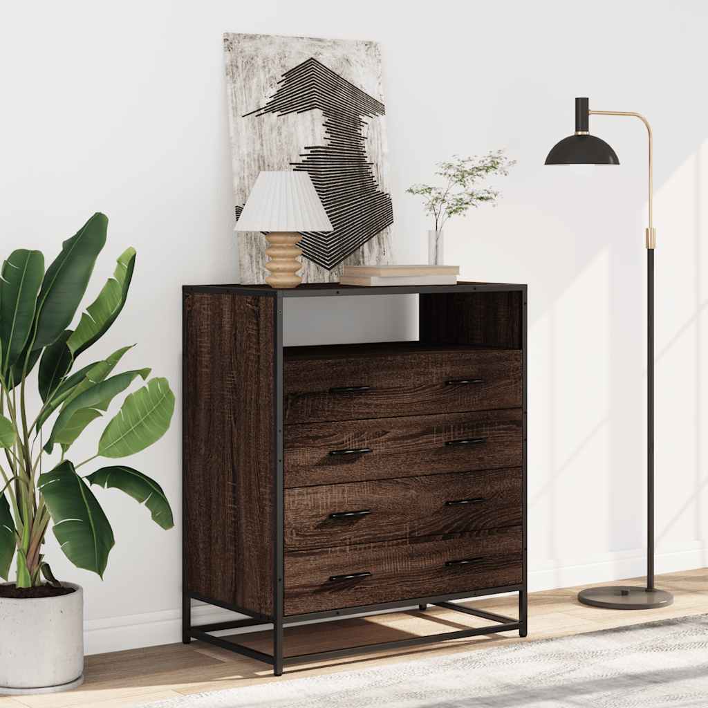 Chest of drawers brown oak 70x41x83.5 cm engineered wood