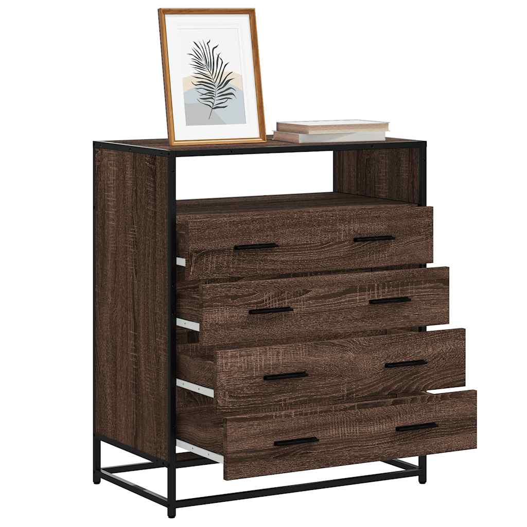 Chest of drawers brown oak 70x41x83.5 cm engineered wood