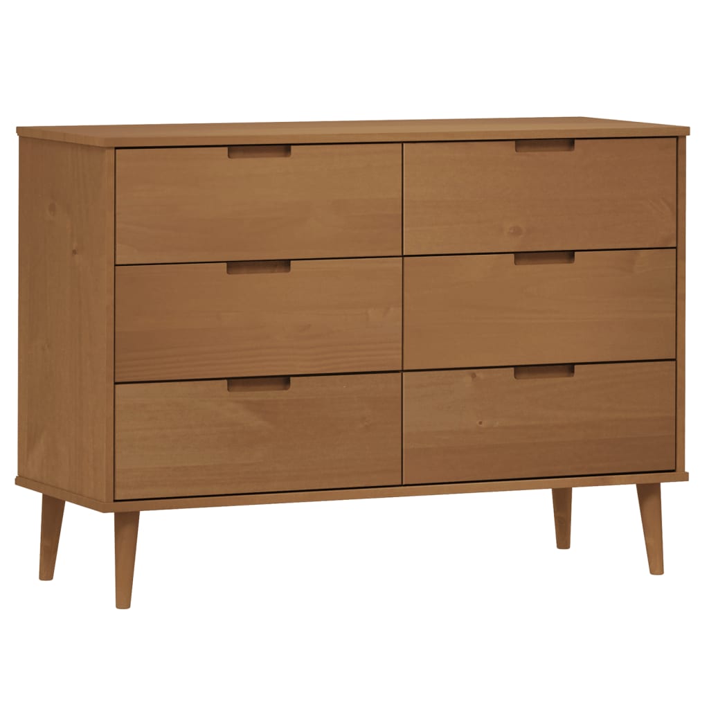 Chest of drawers MOLDE brown 113x40x80 cm solid pine wood