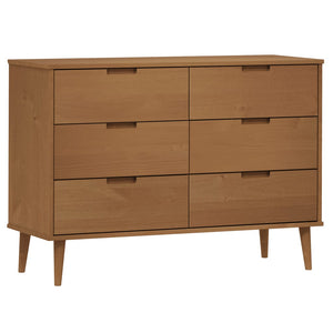 Chest of drawers MOLDE brown 113x40x80 cm solid pine wood